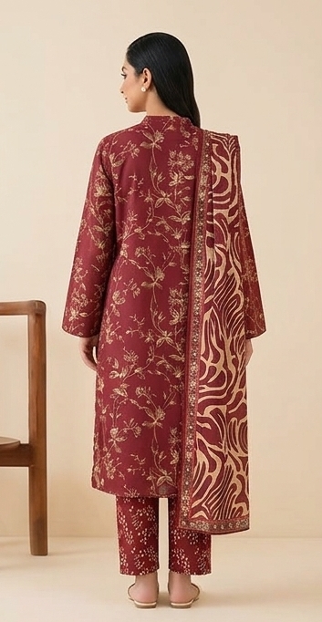 Nishat Printed 3 Piece – Digital Lawn Shirt, Voile Dupatta & Lawn Trouser - Image 2