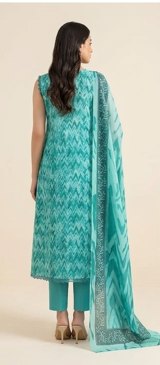 Rajwan Chapter‑01 Luxury Lawn 3 Piece – Printed Shirt, Voil Dupatta & Dyed Trouser - Image 2