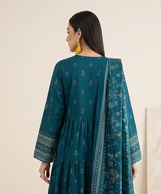 GulAhmed D‑08 Chunri Print 3 Piece – Digital Lawn Shirt, Dupatta & Cambric Trouser - Image 2
