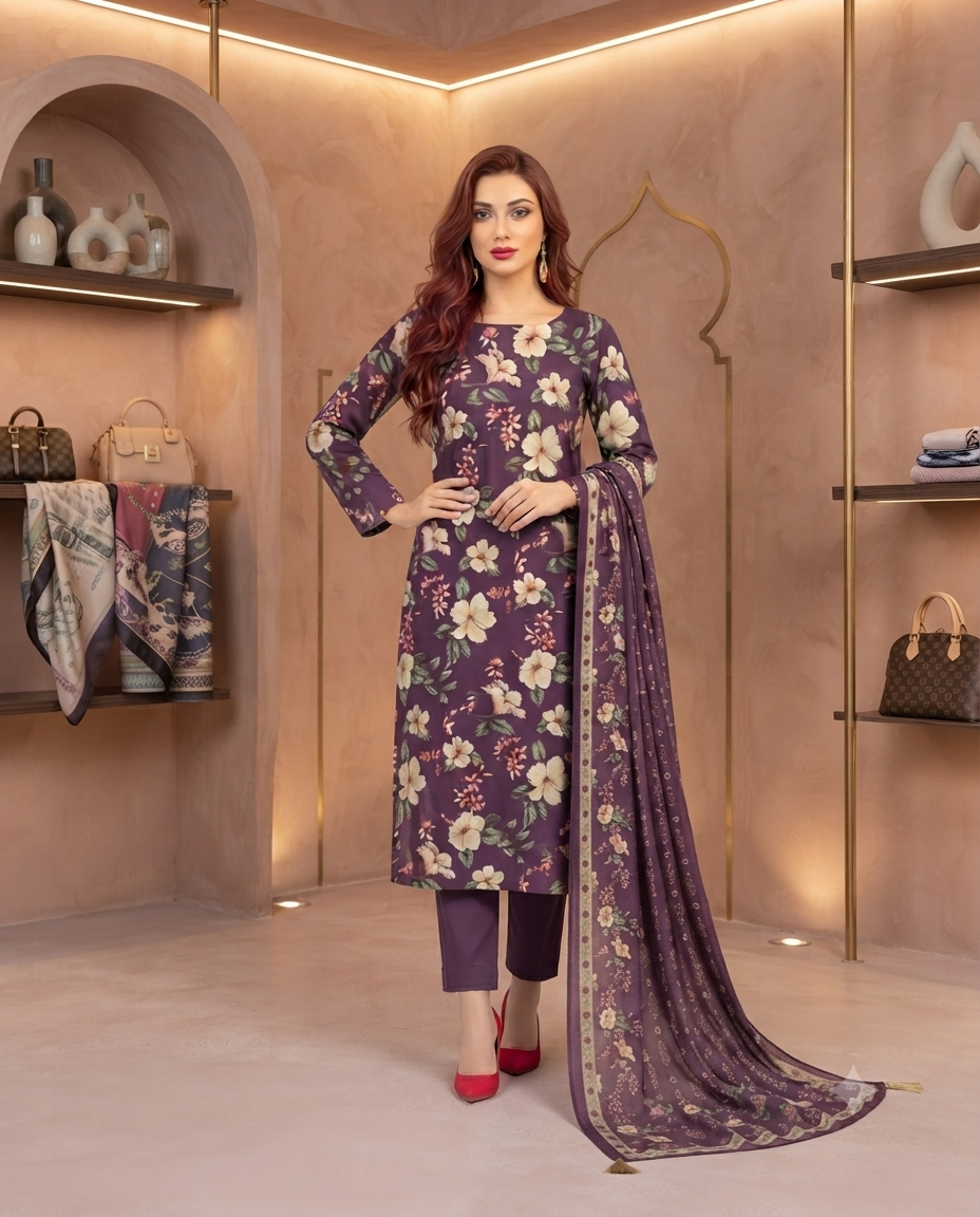 COCO Prints Summer Collection CP‑7274 – Fancy Lawn Shirt, Chiffon Dupatta & Dyed Trouser