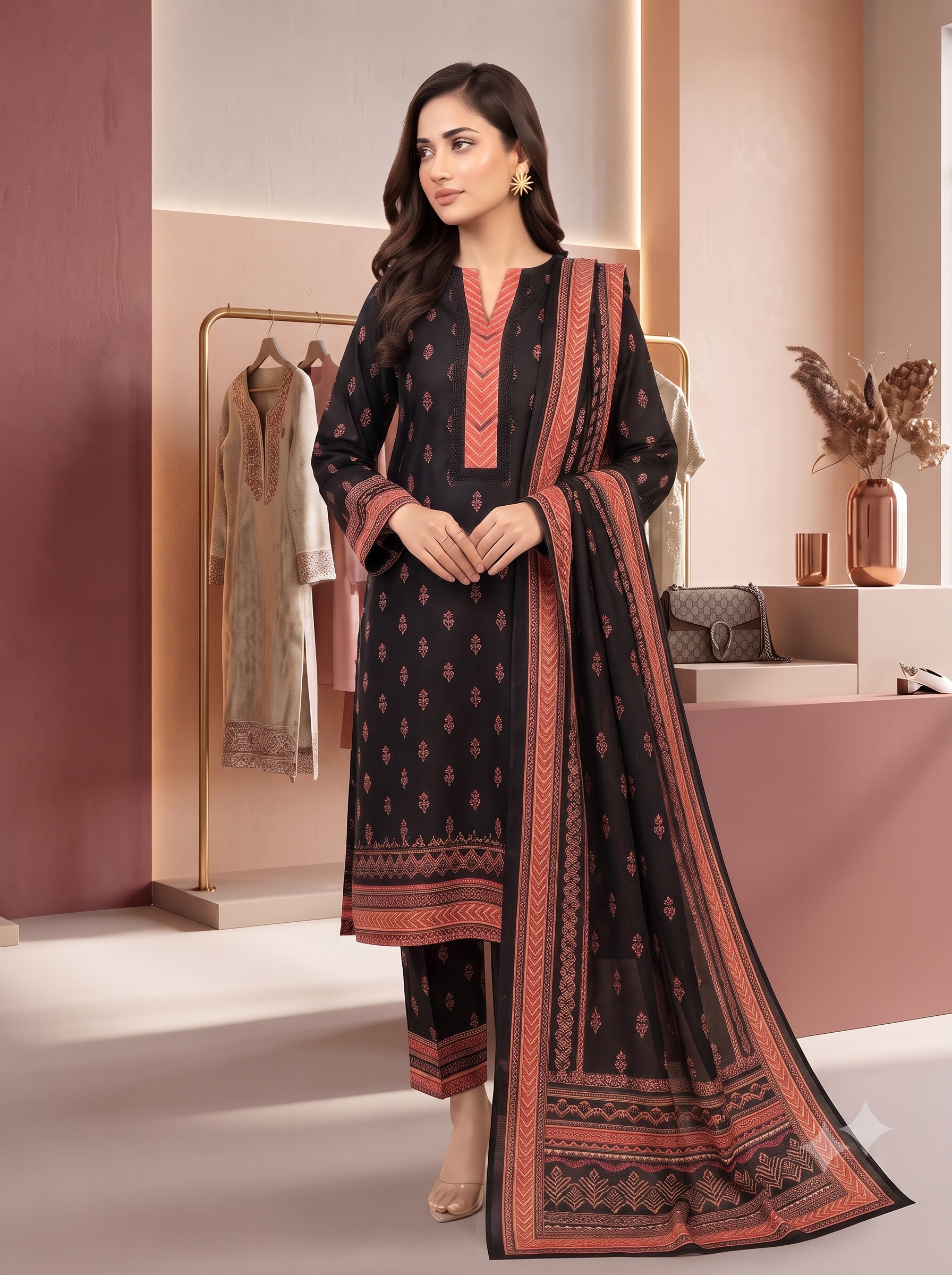 Magic In Print D‑03 – Digital Printed Lawn 3 Piece Suit