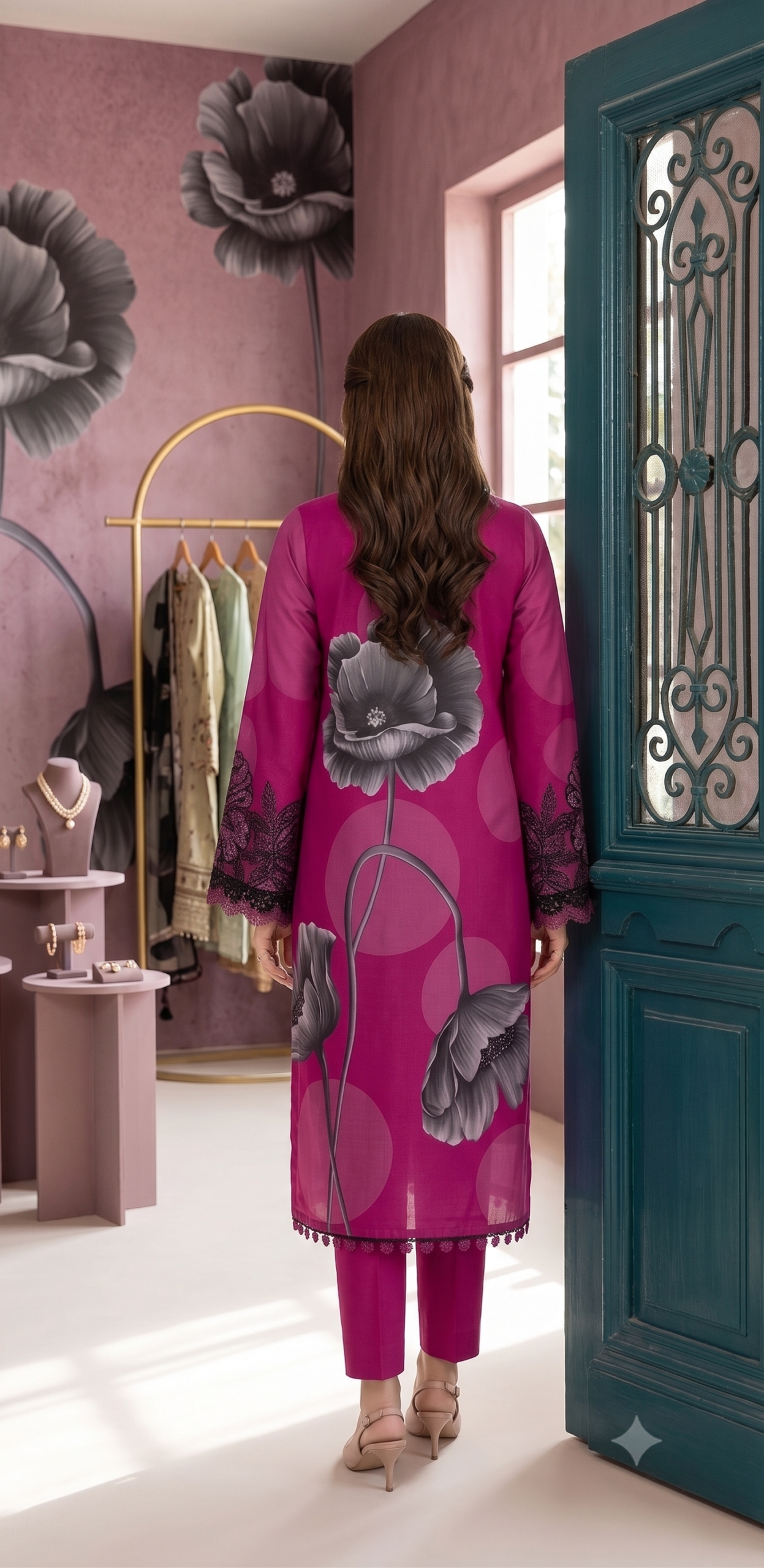 M.Prints New Vol 13B – Digital Printed Lawn Shirt, Bamber Chiffon Dupatta & Dyed Cambric Trouser - Image 2