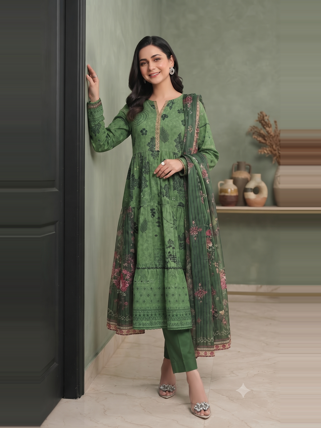 Tana Bana Lawn Summer Unstitched 3 Piece – Digital Printed Shirt, Chiffon Dupatta & Cambric Trouser