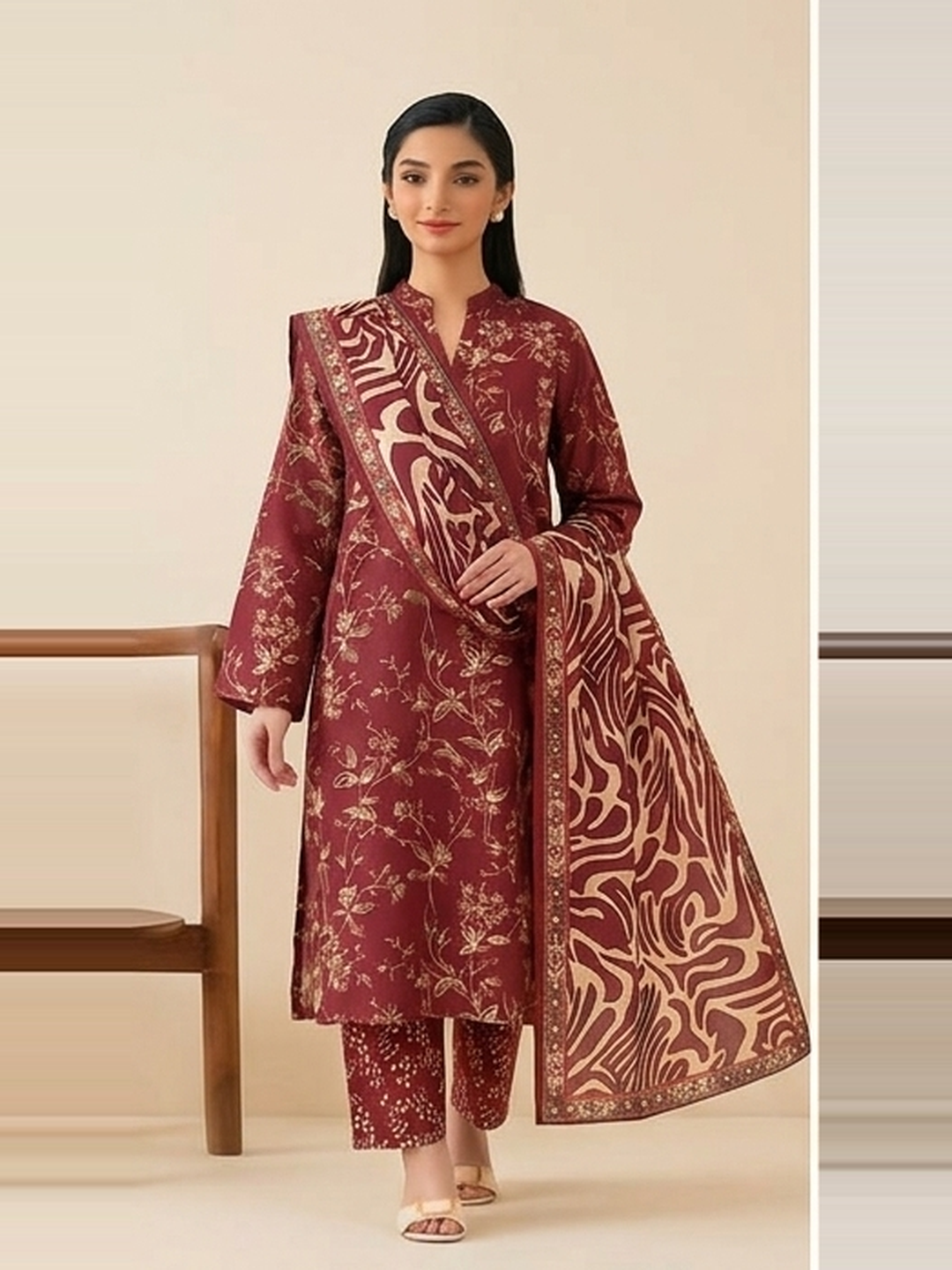 Nishat Printed 3 Piece – Digital Lawn Shirt, Voile Dupatta & Lawn Trouser