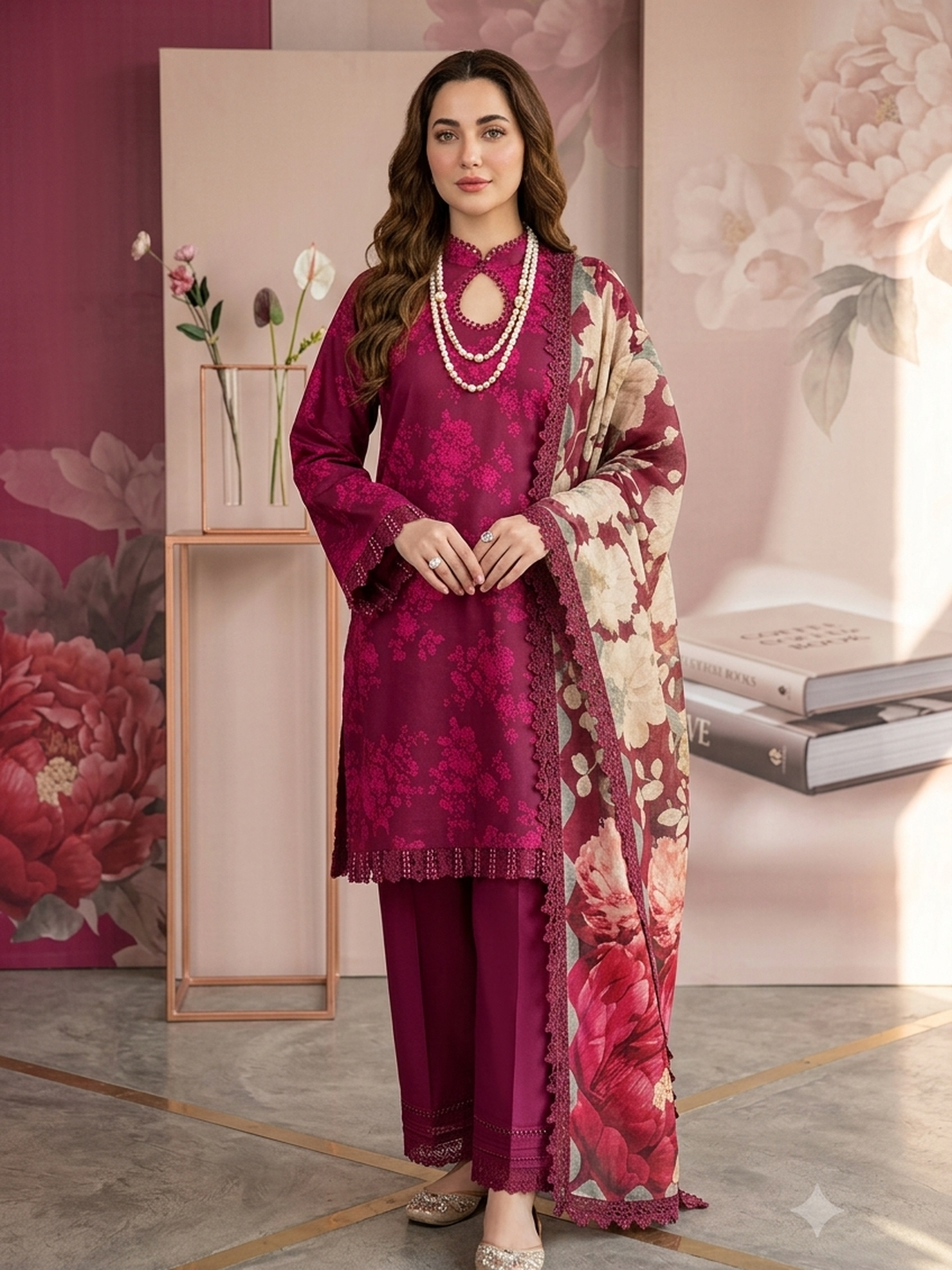 Naqsh The Breeze Edit Summer ’26 – Rose Whisper 00247 (3 Piece Lawn, Voile & Cotton)