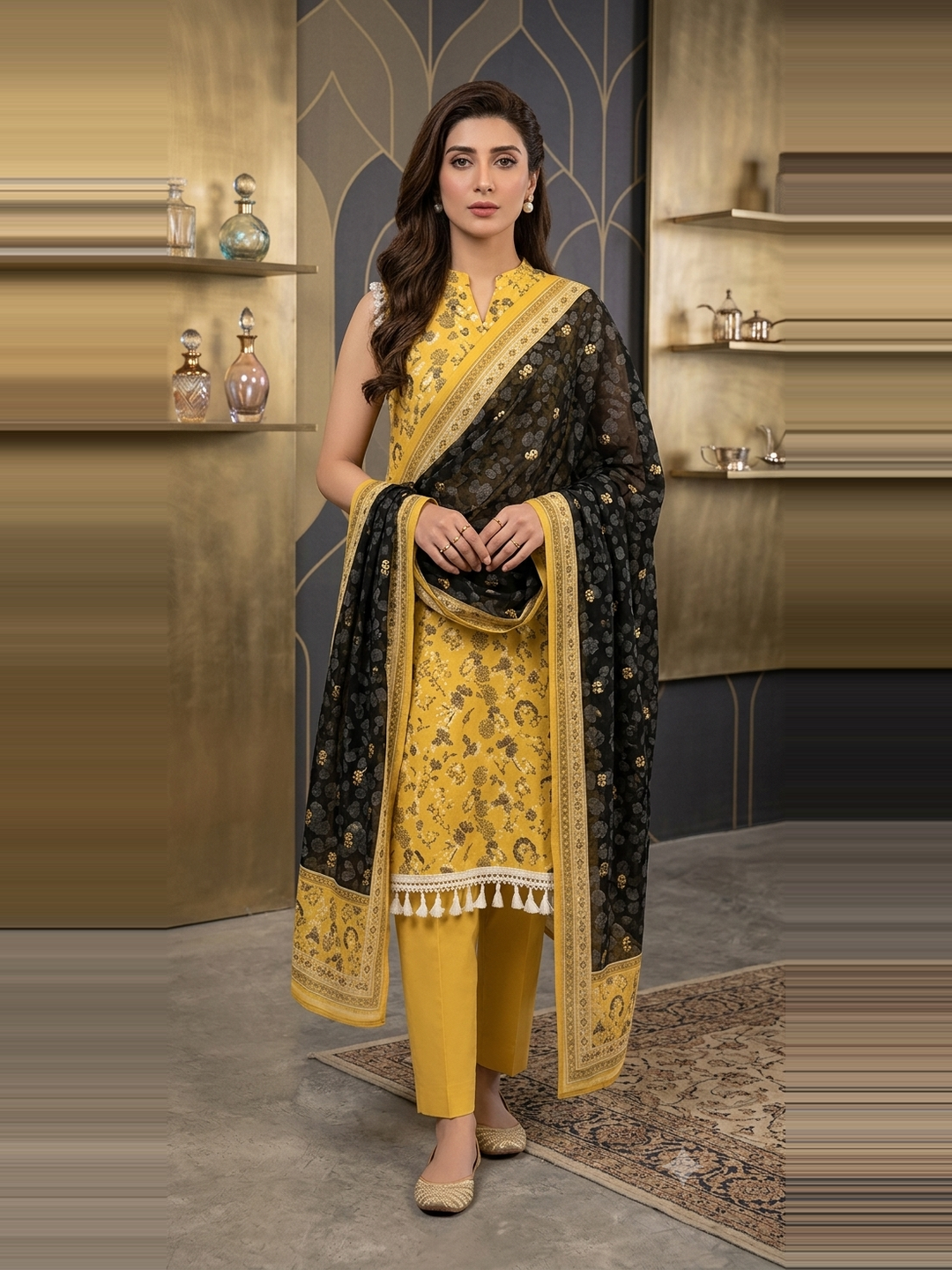 Limelight Summer Unstitched 3 Piece – Fancy Lawn Shirt, Voil Dupatta & Dyed Trouser