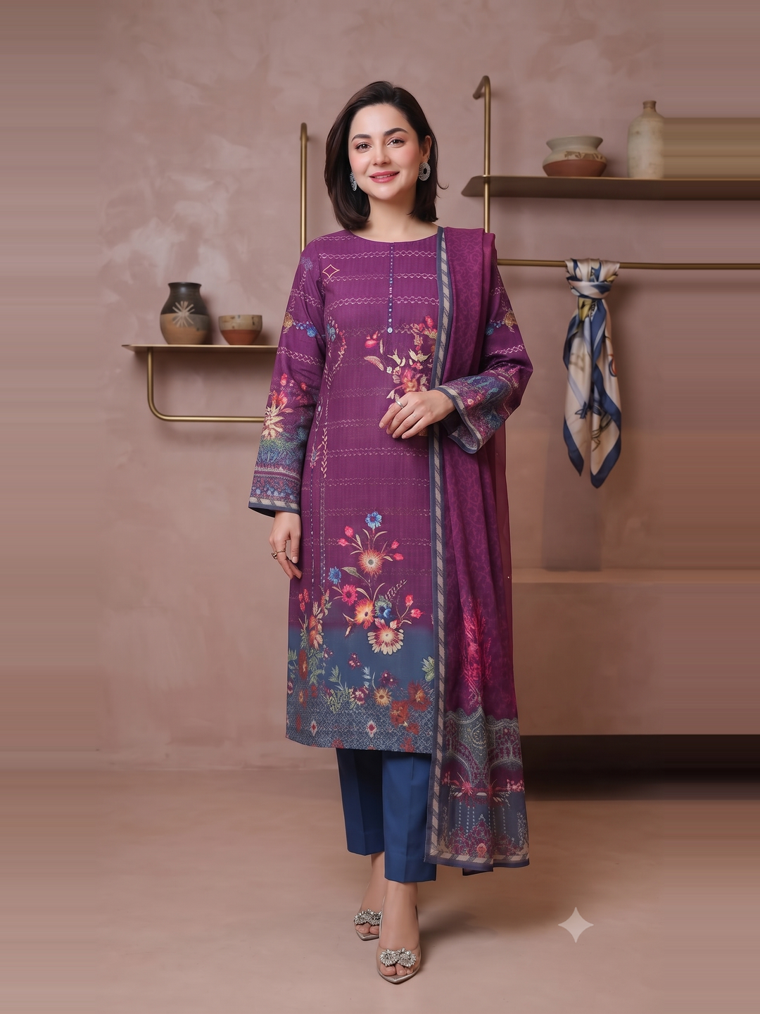 Tana Bana Lawn Summer Unstitched 3 Piece – Digital Printed Shirt, Chiffon Dupatta & Cambric Trouser